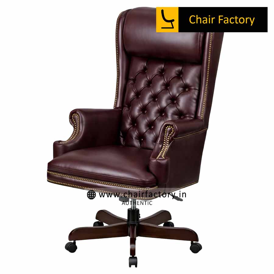 Count Burgundy High Back 100% Genuine Leather Chair