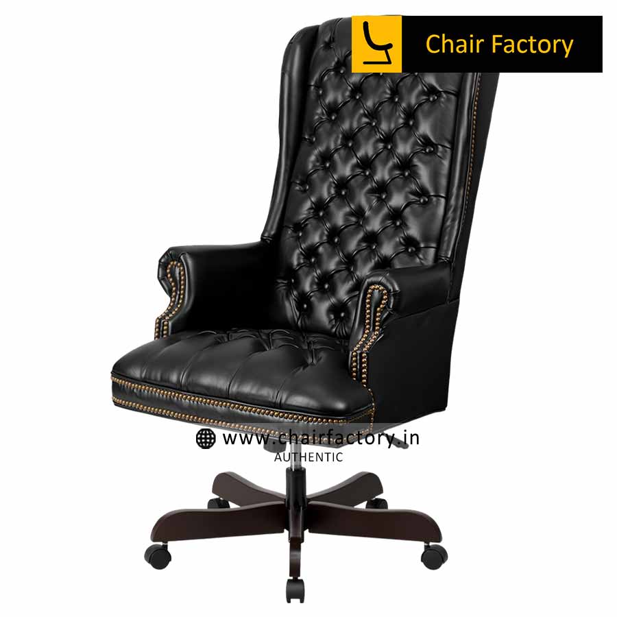 Kingdom Black High Back 100% Genuine Leather Chair