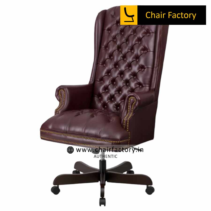 Kingdom Burgundy High Back 100% Genuine Leather Chair