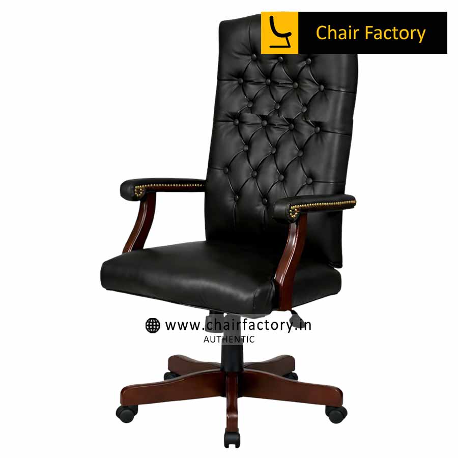 Lord Black High Back 100% Genuine Leather Chair