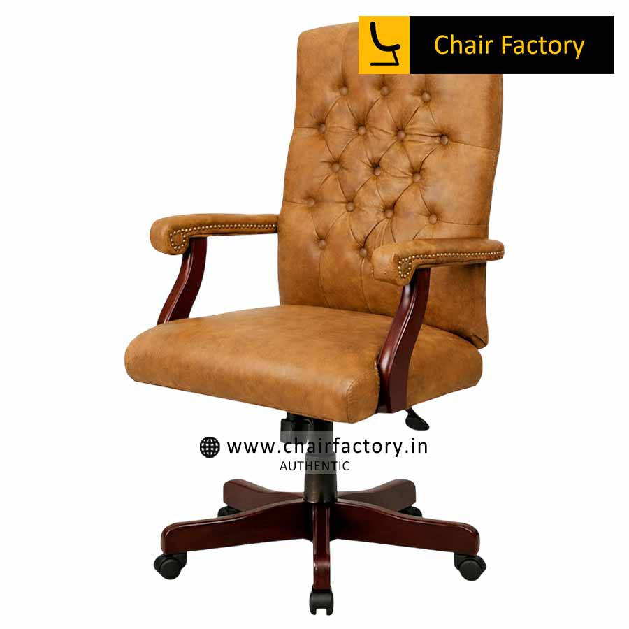 Lord Vintage Tan Mid Back 100% Genuine Leather Chair