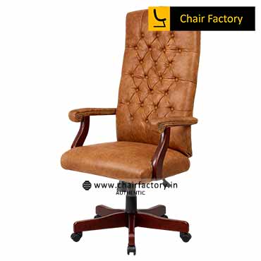Lord Vintage Tan High Back 100% Genuine Leather Chair