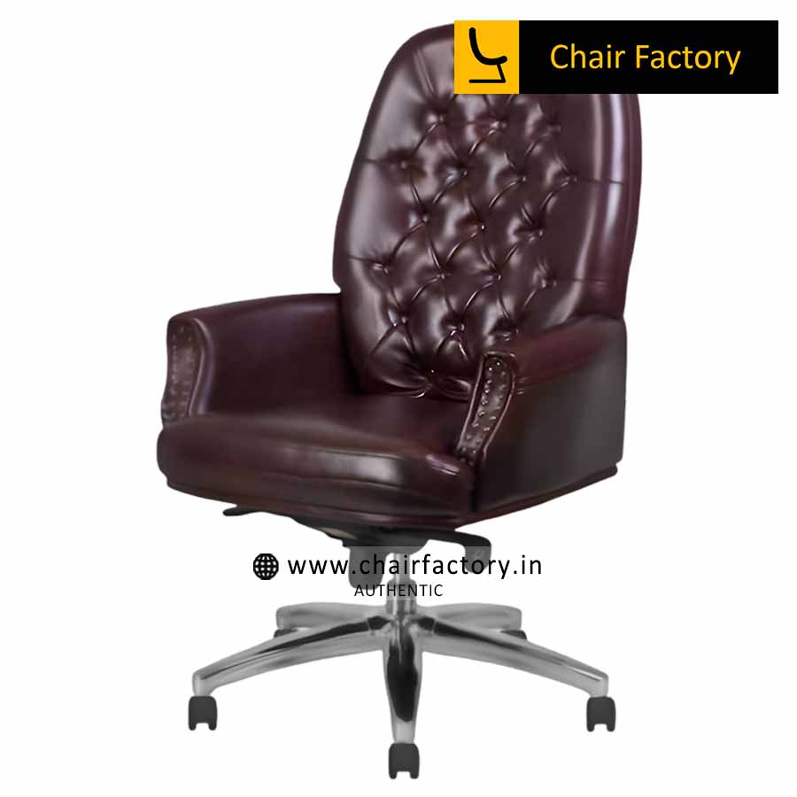 Supremos Burgundy Mid Back 100% Genuine Leather Chair