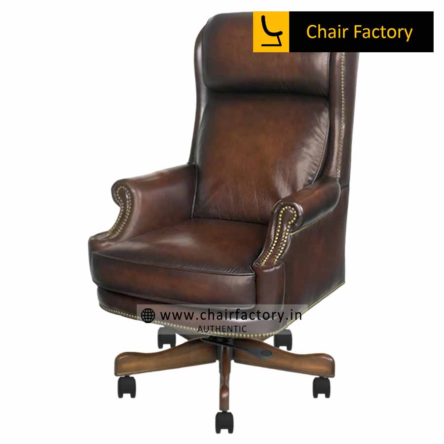 Zerex Brown High back 100% GENUINE LEATHER CHAIR 