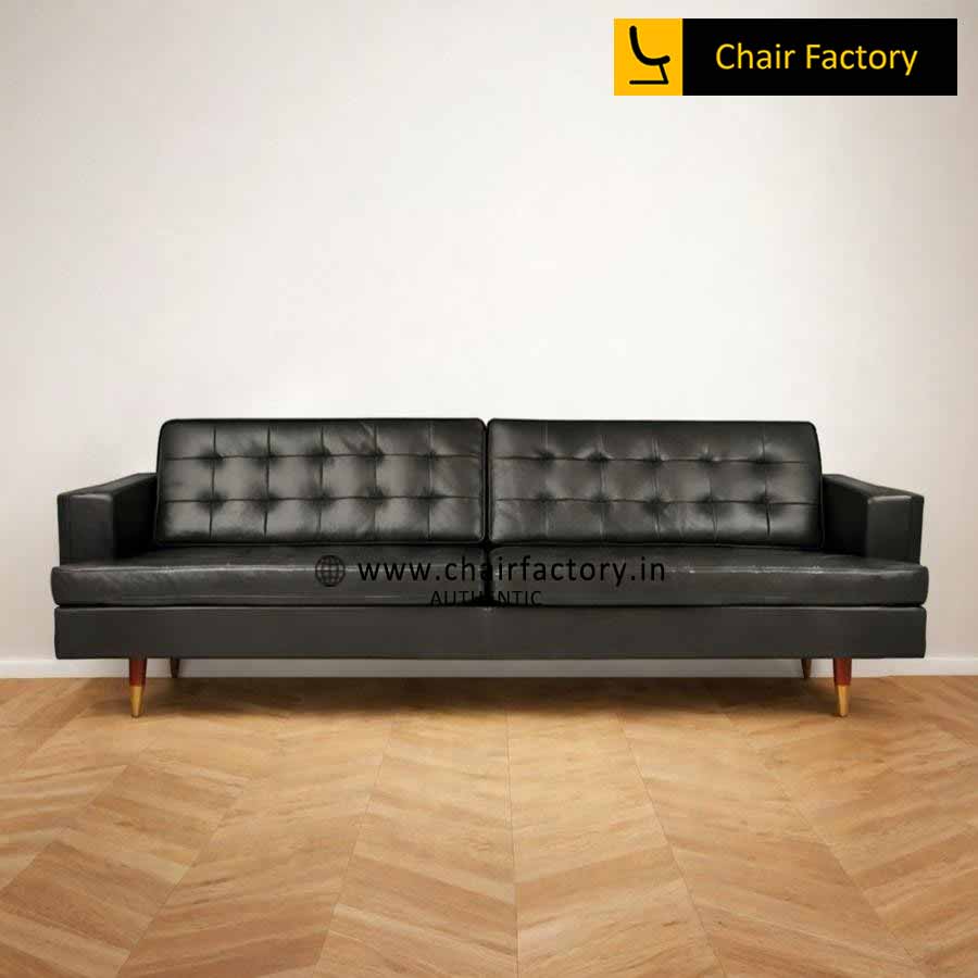 Nathean black gold legs GENUINE LEATHER SOFA