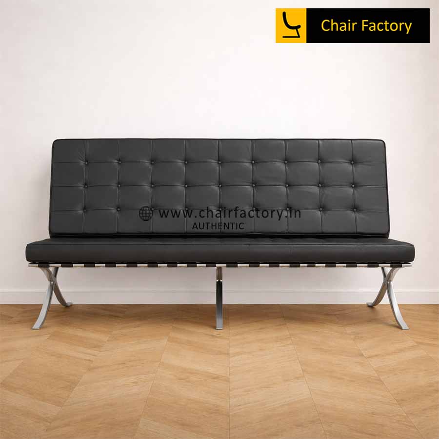 BARCELONA CHAIR BLACK LEATHER 3SEATER