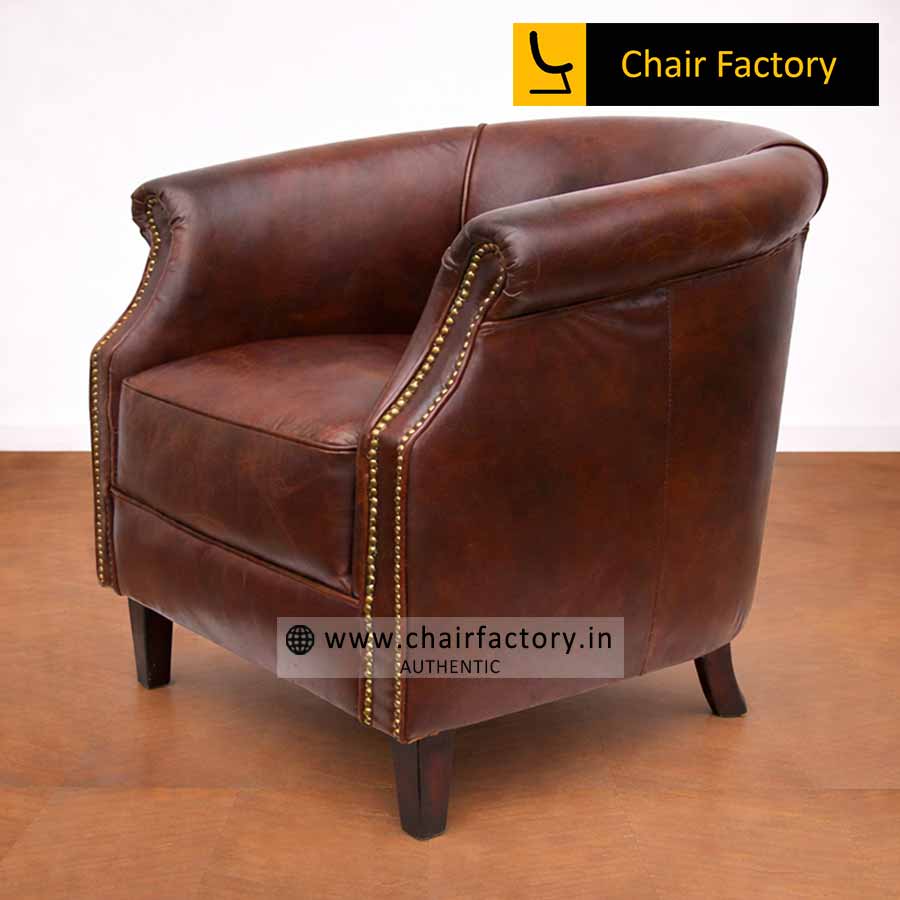 Pettagianni Genuine Leather Arm Chair