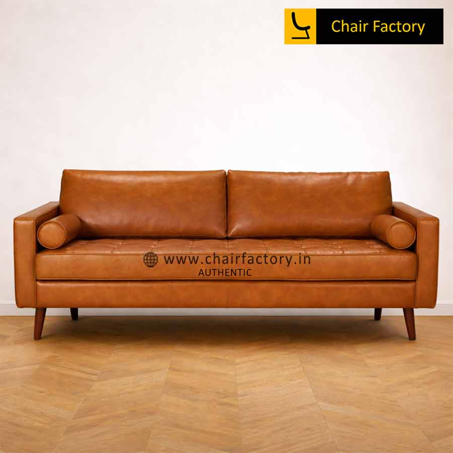 Brown Clive Leatherette 2 Seater Sofa