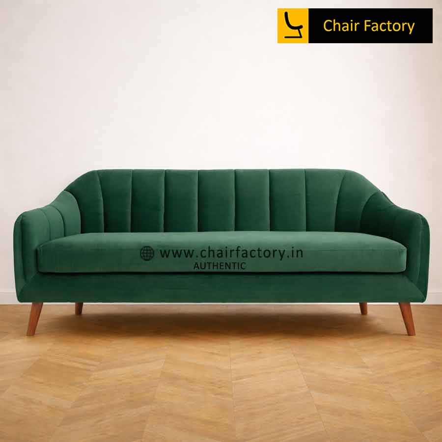 Filbert Green Velvet 3 Seater Sofa