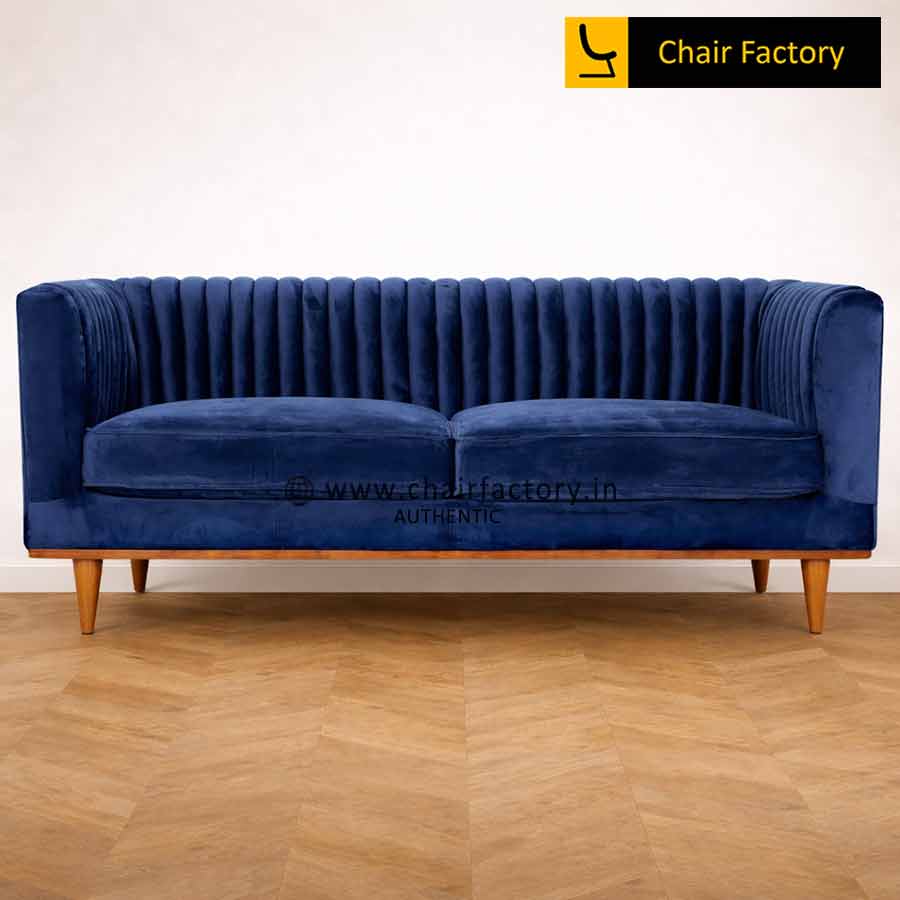 Karlstad Blue Velvet 3 Seater Sofa