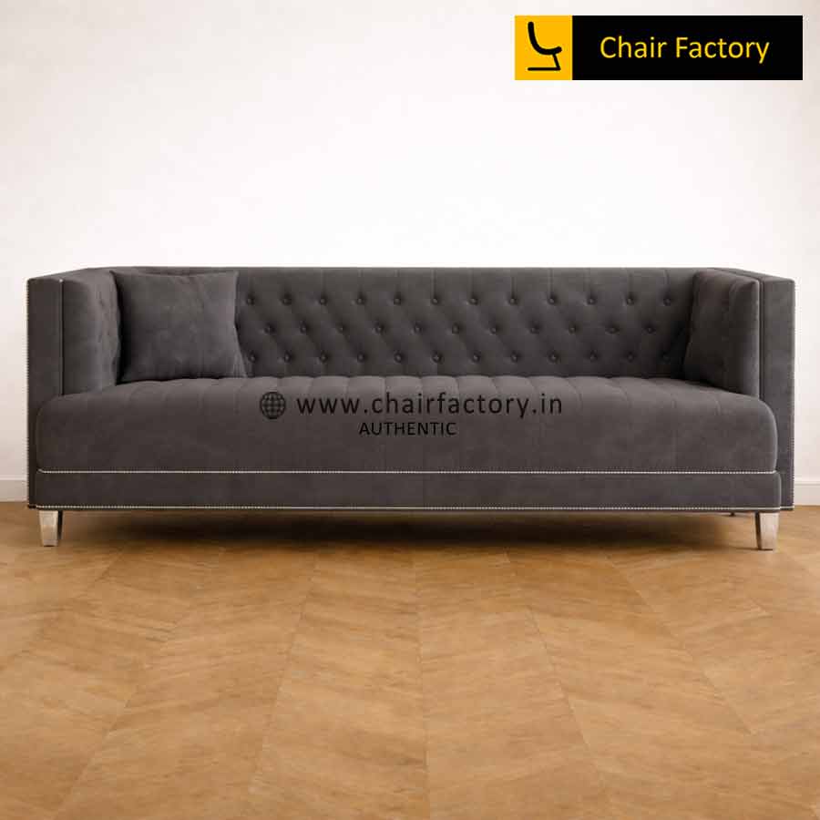 Bridgeport Grey Velvet 3 Seater Chesterfield Sofa