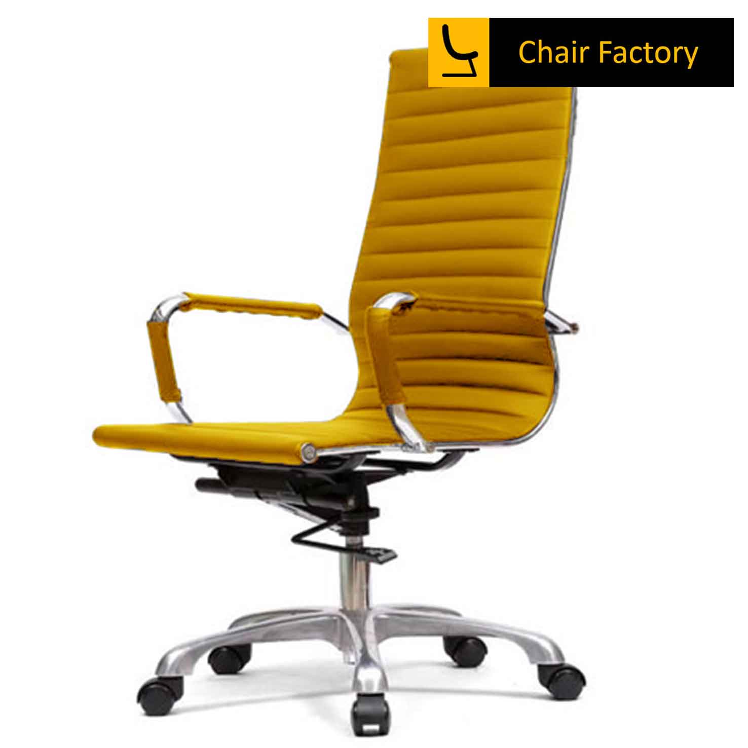 James Single Cushion Mustard High Back Leather Chair