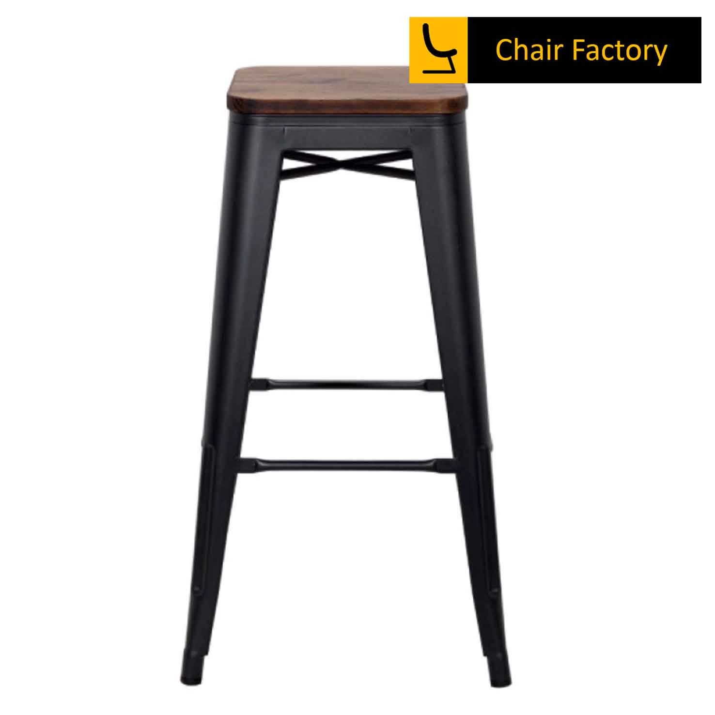 Tolix stool with wooden seat high counter bar stool