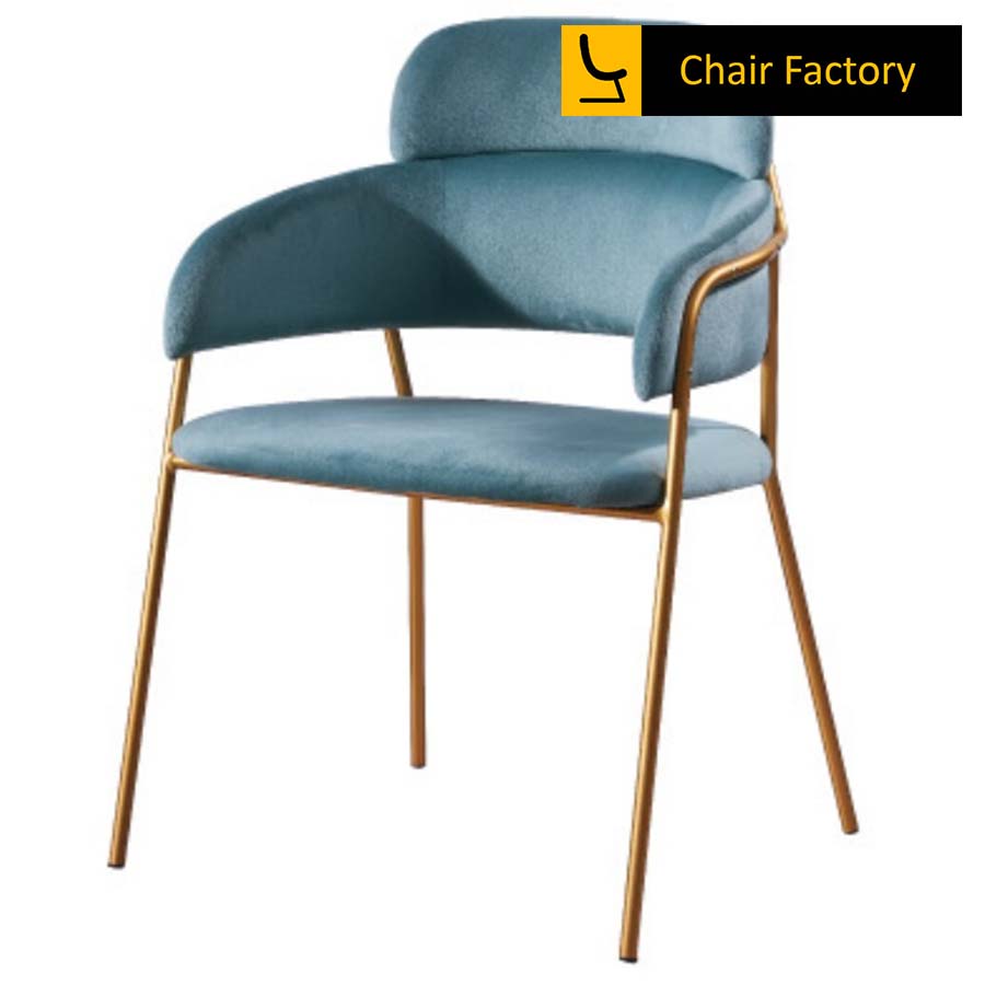 Trinitas Sky Blue Velvet & Gold Chair