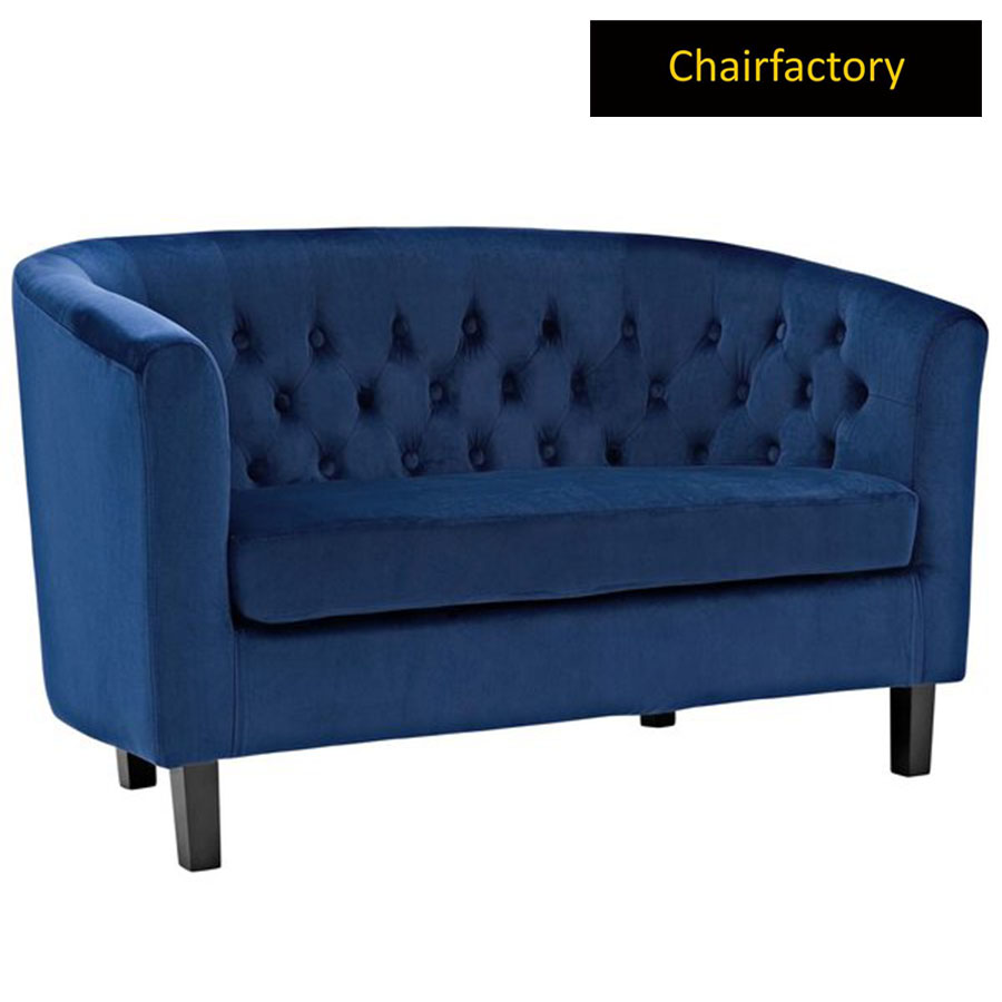 Navy Blue Velvet Gabino  Loveseat Sofa