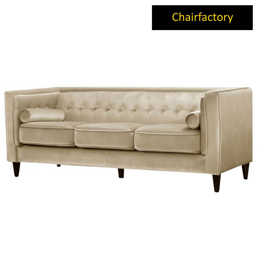 Kirkwall Beige Velvet 3 Seater Sofa